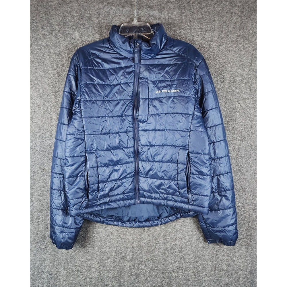 U.S. Polo Assn. Puffer Jacket Mens Small Navy Blue Quilted Lightweight EUC